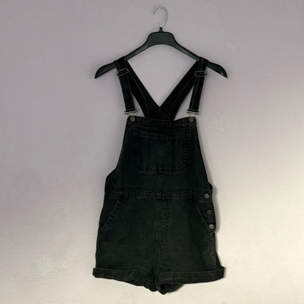 Topshop Dark Denim Shorts Overalls